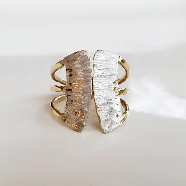 bague en argent vermeil style grecque ouverte à l'avant