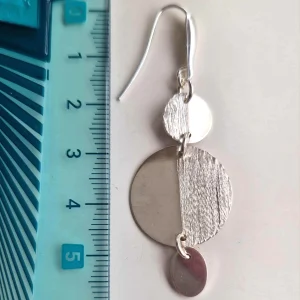 boucles d'oreilles en argent trio de disques polis et brossés