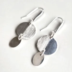 boucles d'oreille orbital en argent sterling brossé et poli