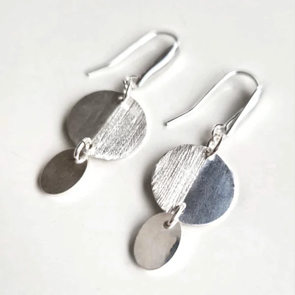 boucles d'oreille orbital en argent sterling brossé et poli