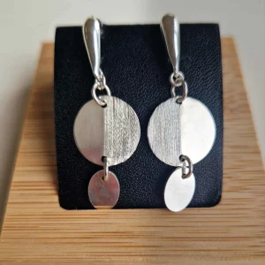 boucles d'oreille orbital en argent sterling brossé et poli